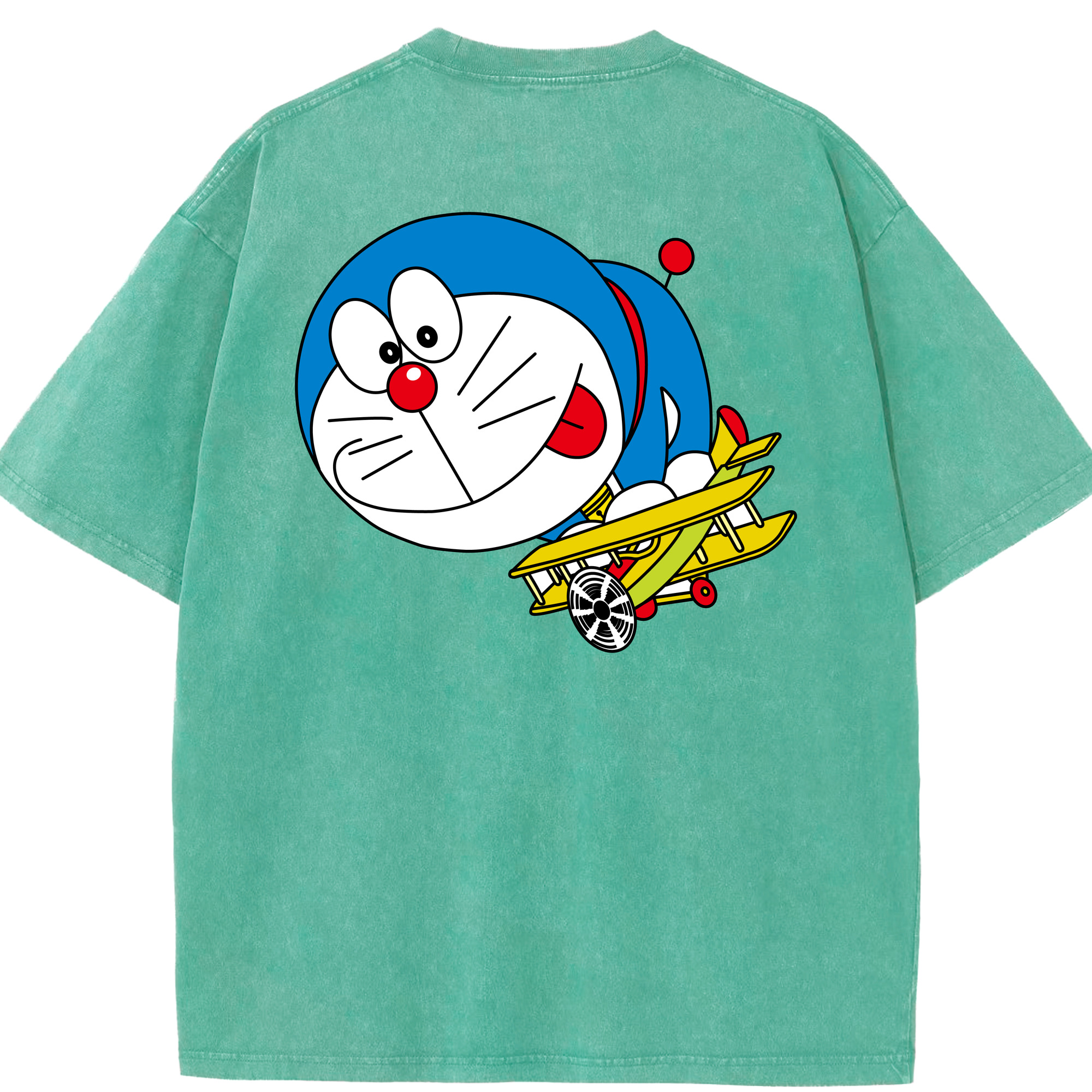 （画像用） ドラえもん Doraemon 綿100% ヴィンテージ風 半袖Tシャツ（背面プリント）